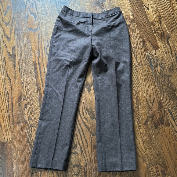 Lafayette 148 cashmere & wool trousers dark brown flat front straight leg 4 - Picture 2 of 8